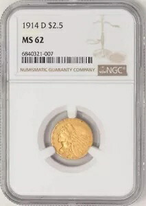 1914-D $2 1/2 ゴールド インディアン $2.5 MS62 NGC 948415-1｜WORLD RESOURCE【KING店】