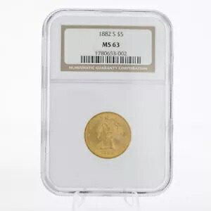 1882-S $5 リバティ ヘッド ハーフ イーグル ファイン ゴールド コイン NGC MS 63 US コイン シール｜WORLD RESOURCE【KING店】
