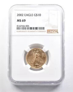 2002 $10 アメリカン ゴールド イーグル 1/4 オンス ゴールド MS69 NGC *5769