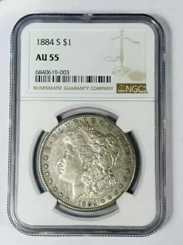 1884 S モーガン シルバー ダラー NGC AU-55