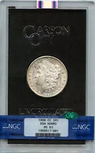 1880-CC モルガン ドル GSA 宝庫 S$1 NGC MS63 (CAC)