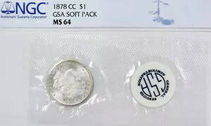 1878-CC $1 GSA ソフト パック モーガン NGC MS64
