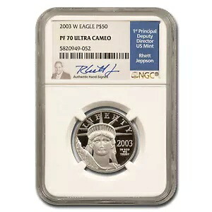 2003-W 1/2 オンス プルーフ アメリカン プラチナ イーグル PF-70 NGC (ジェプソン)