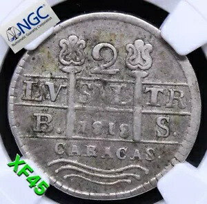 2 Reales 1818、ベネズエラ シルバー。 C-6. NGC XF45|WORLD RESOURCE【KING店】