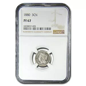 1880 スリーセントニッケル PF-67 NGC