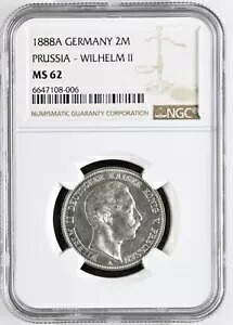 J 100 2 マーク ヴィルヘルム 2 世 1888 年 A NGC MS 62 KM051-｜WORLD RESOURCE【KING店】