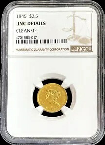 1845 米国ゴールド リバティ ヘッド 2.5 ドル クォーター イーグル コイン NGC 未流通*