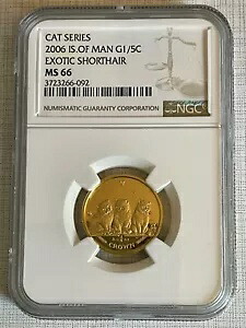 マン島 2006 キャット シリーズ エキゾチック ショートヘア 1/5 オンス ゴールド NGC MS66 SKU# 6288