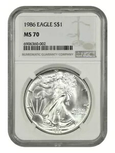 1986 $1 シルバー イーグル NGC MS70 - シルバー イーグルス