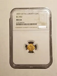 1859 カリフォルニア オクタゴン リバティ ゴールド 50c NGC MS64 BG902 R6