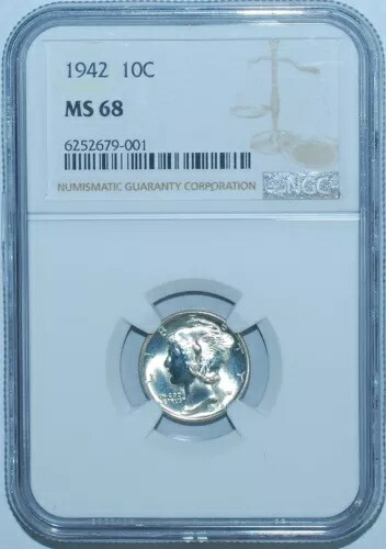 1942 P NGC MS68 マーキュリー シルバー ダイム