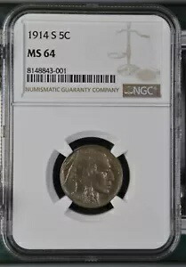 1914 S バッファロー ニッケル NGC MS-64