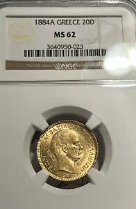 ギリシャ 1884A 20 ドラクマ ゴールド NGC MS 62｜WORLD RESOURCE【KING店】