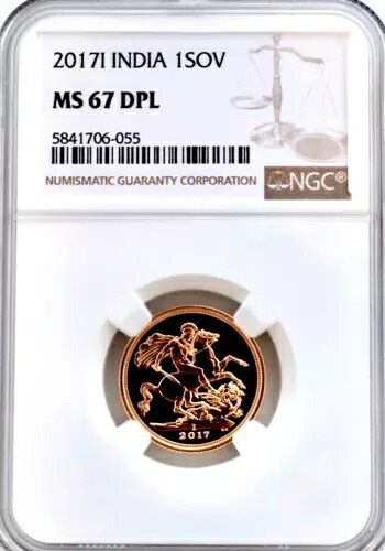 2017 非常に珍しい I インド ゴールド ソブリン NGC MS67 DPL コイン｜WORLD RESOURCE【KING店】