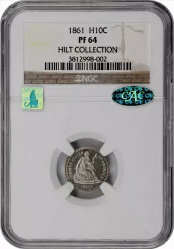 1861 NGC PR64 CAC + CMQ $1,526-APR!シビル・ウォー最低のポップ。プルーフ シーテッドハーフダイム｜WORLD RESOURCE【KING店】