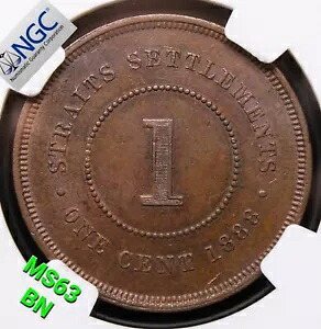 1セント 1888年海峡入植地、ビクトリア女王。 KM-16 NGC MS63｜WORLD RESOURCE【KING店】