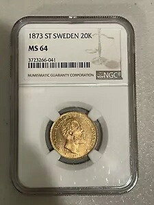 スウェーデン 1873 20 クローナ ゴールド NGC MS64 SKU# 6282