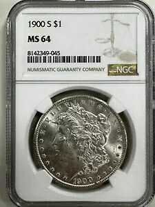 ブラスト ホワイト NGC 1900 S MS64 モーガン シルバー ドル 90% 米国造幣局 $1 コイン 無料発送