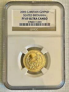 イギリス 2005 シーテッド ブリタニア 25 ポンド 1/4 オンス ゴールド NGC PF69 UC Sku# 1732