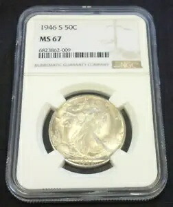 1946-S ウォーキング リバティ シルバー ハーフ 50c NGC MS67 (2284)