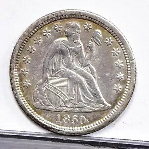 1860-S リバティ シーテッド ダイム - ChAU 詳細、クリーニング済み (#51122-L)｜WORLD RESOURCE【KING店】