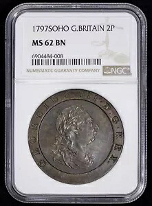 1797 SOHO イギリス側転 2 ペンス NGC MS 62 BN