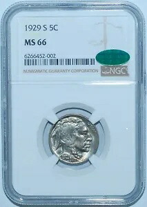 1929 S NGC MS66 CAC バッファロー ニッケル