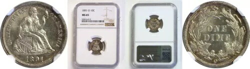 1891-O 10C シーテッド リバティ ダイム NGC MS-65|WORLD RESOURCE【KING店】