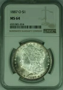 1887-O $1 モルガン シルバー ダラー コイン NGC MS-64 ライト トーニング (21)