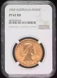 1963 オーストラリア ブロンズ ペニー NGC PF-67 RD プルーフ