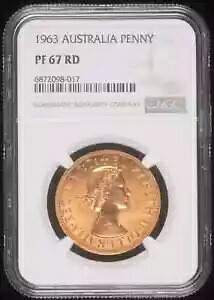 1963 オーストラリア ブロンズ ペニー NGC PF-67 RD プルーフ