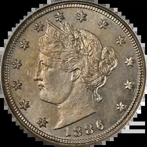 1886 リバティ V ニッケル プルーフ CAC ステッカー NGC PF65 グレート アイ アピール ストロング ストライク