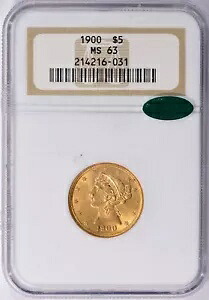 1900 リバティ ヘッド $5 ハーフ イーグル ゴールド NGC MS63 CAC