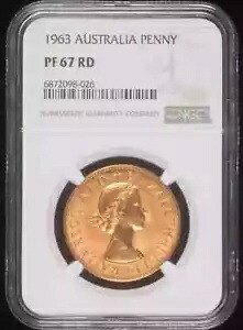 1963 オーストラリア ブロンズ ペニー NGC PF-67 RD プルーフ 404,415円