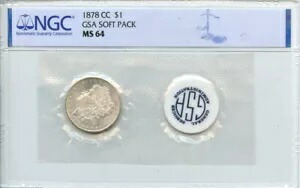 1878-CC モルガン ドル GSA ソフト パック S$1 NGC MS64
