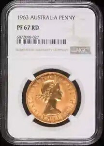 1963 オーストラリア ブロンズ ペニー NGC PF-67 RD プルーフ 404,415円