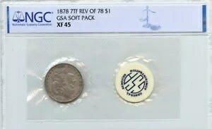 1878 7TF REV OF 78 モルガン ドル GSA ソフト パック S$1 NGC XF45