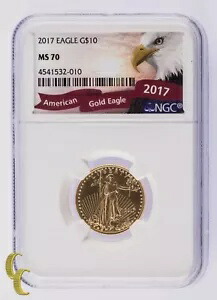 2017 アメリカン ゴールド イーグル 1/4 オンス、NGC により MS-70 としてグレーディングされました