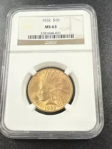 1932 インディアン ヘッド ゴールド イーグル $10 - NGC MS 63 / 美しいコイン - リザーブなし! 021