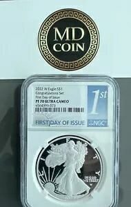 5個がたくさん。 2022 W NGC PF70 $1 アメリカン シルバー イーグル プルーフ FDOI