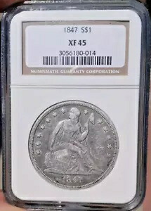 1847 NGC XF45 シーテッド リバティ ドル