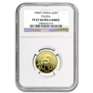 1986 中国 1/4 オンス プルーフ ゴールド パンダ PF-67 NGC