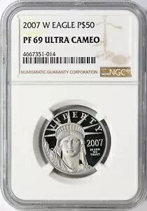 2007-W $50 プラチナ イーグル 自由の女神 NGC PF69 ウルトラ カメオ 409,860円