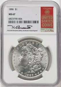1886 米国モルガン銀貨 1 ドル - NGC MS 67