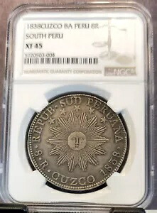 1838 ペルー シルバー 8 レアル クスコ 南ペルー NGC XF 45 希少な高級コイン｜WORLD RESOURCE【KING店】