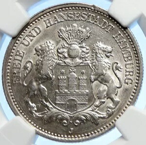 1876 J GERMANY ドイツ諸州 ハンブルク ライオンズ オールド シルバー 2 マーク コイン NGC i106221|WORLD RESOURCE【KING店】