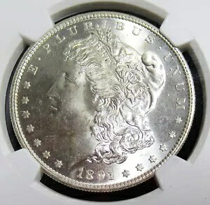 1891-S モーガン シルバー ダラー NGC MS-64+ CAC。白雪姫!!!|WORLD RESOURCE【KING店】