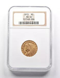 MS62 1913 $5 インディアン ヘッド ゴールド ハーフ イーグル NGC *2596|WORLD RESOURCE【KING店】