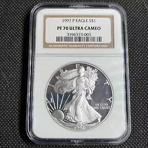 1997 P プルーフ シルバー イーグル NGC PF70 ウルトラ カメオ ブラウン ラベル スポットレス #504|WORLD RESOURCE【KING店】