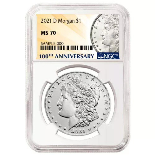 2021-D $1 モルガン シルバー ダラー NGC MS70 100周年記念。ラベル|WORLD RESOURCE【KING店】